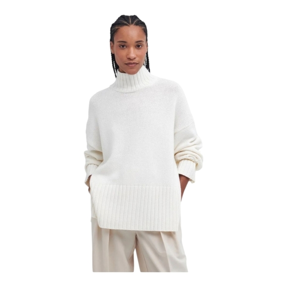 Barbour Womens Sweater Cloud White Size 12 Serena High Neck Jumper Pullover - Picture 1 of 16